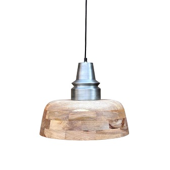 Drewniana lampa wisząca Burton srebrna 40cm